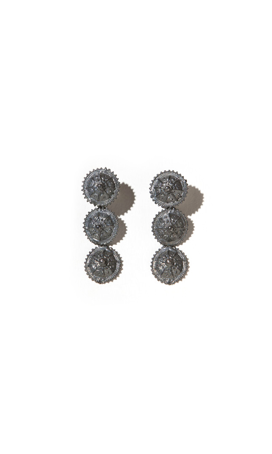 small aurora earrings in oxidized silver
