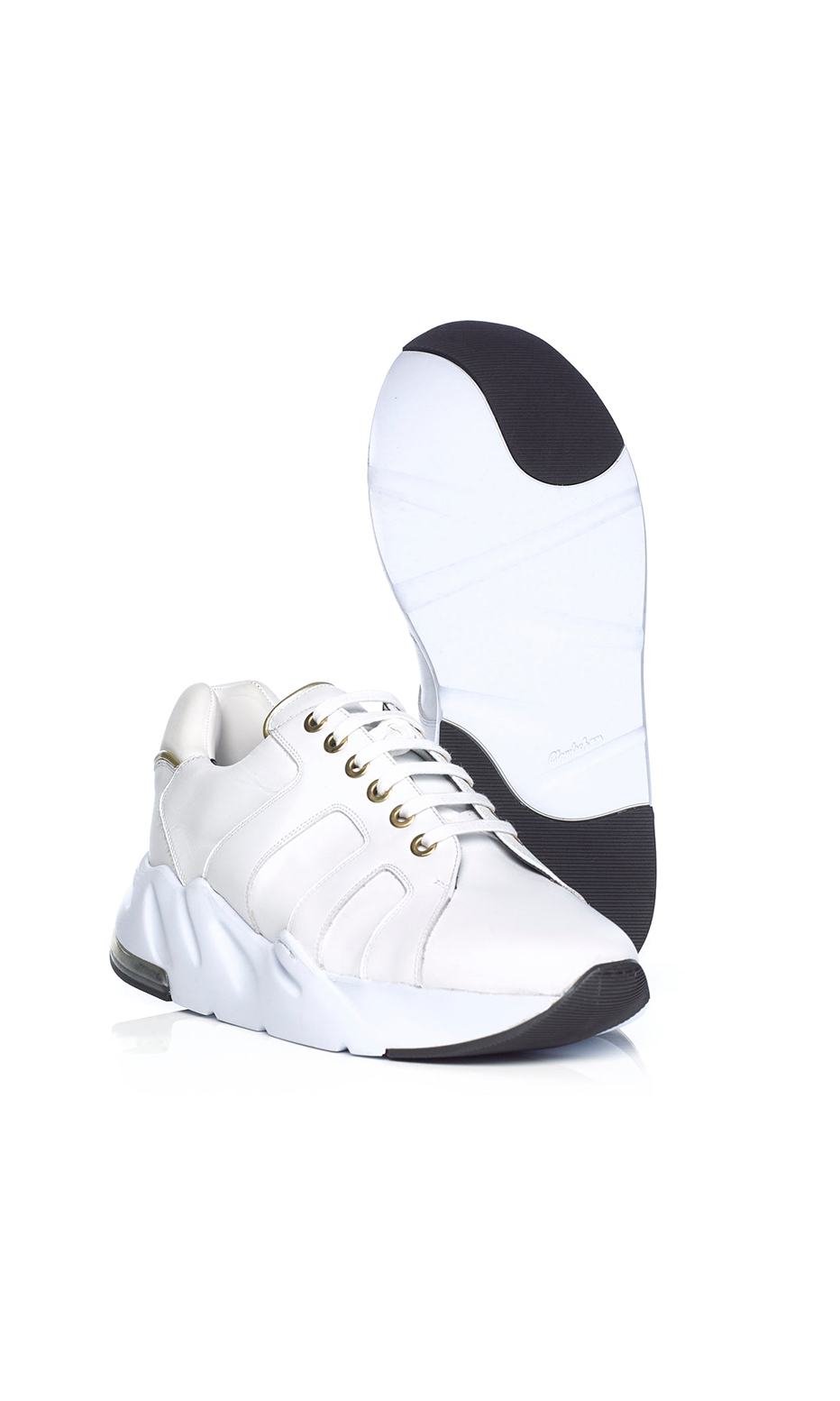 chunky white leather sneakers