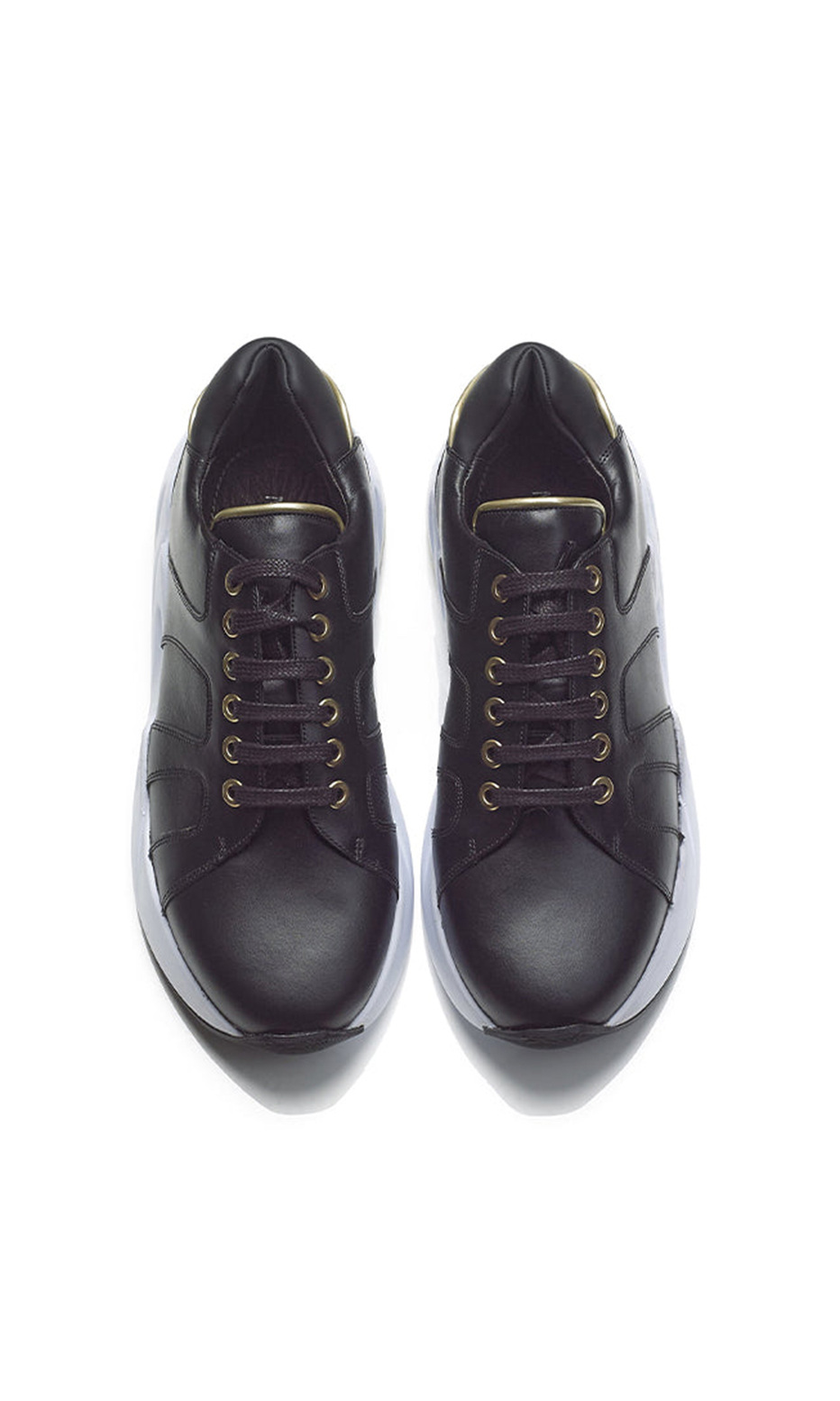 chunky black leather sneakers