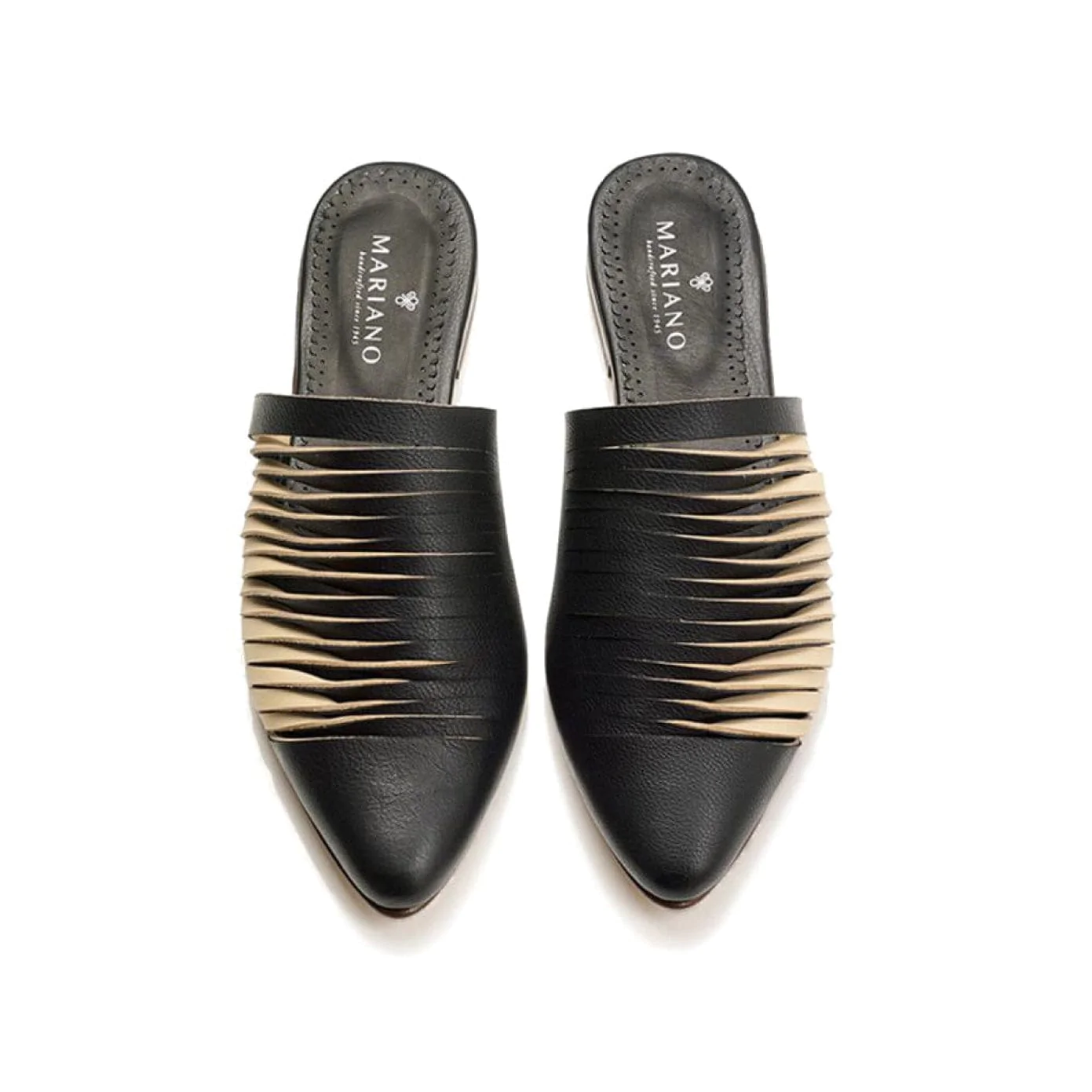 twisted contrasting leather mules