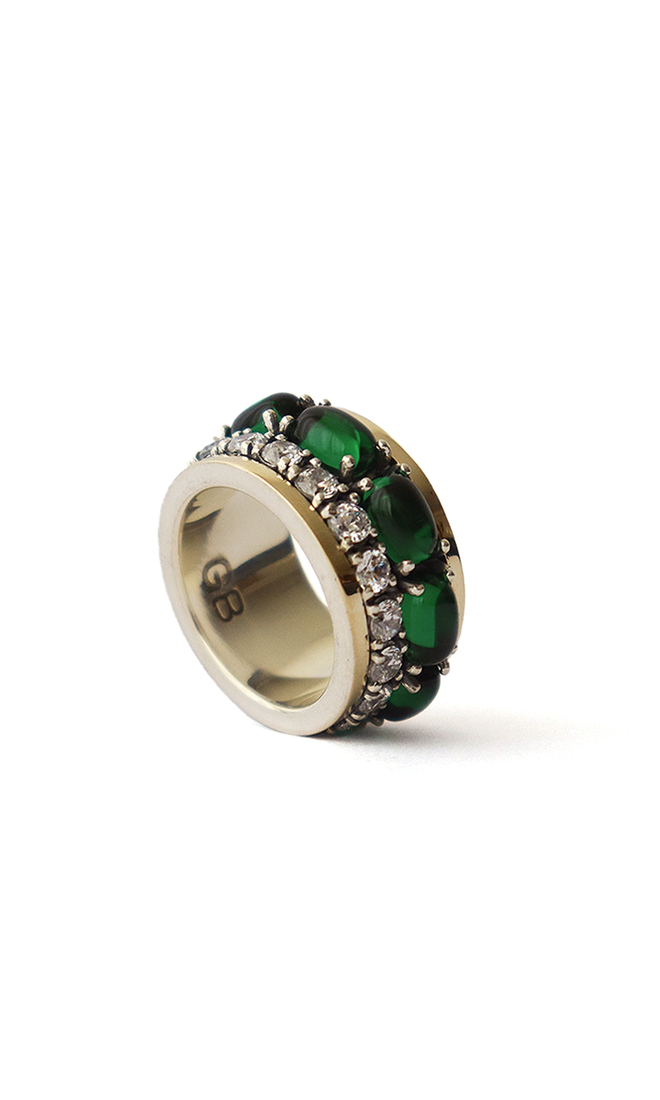 emerald and zirconia gold and silver ring gabriela baptista