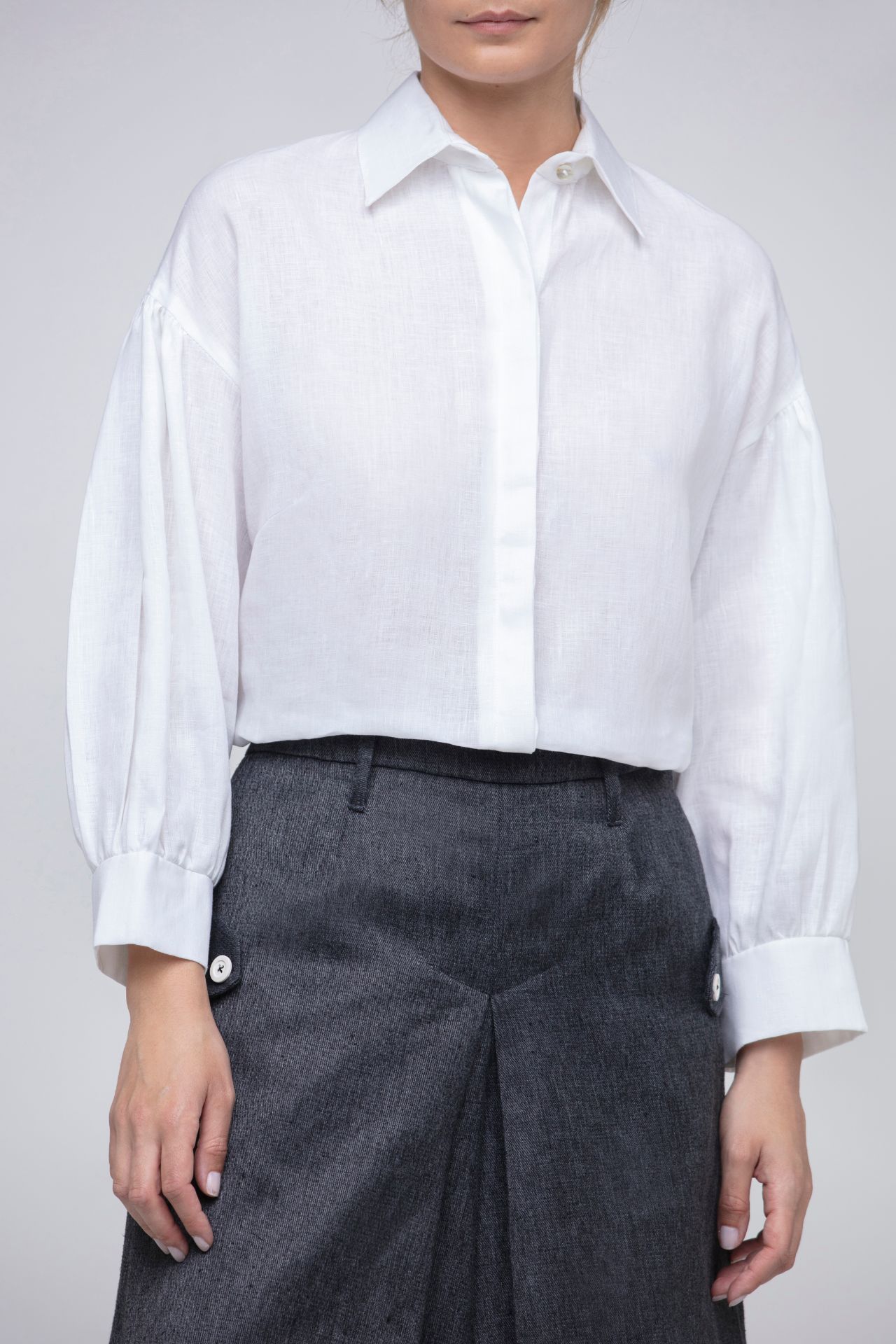 white linen button down shirt