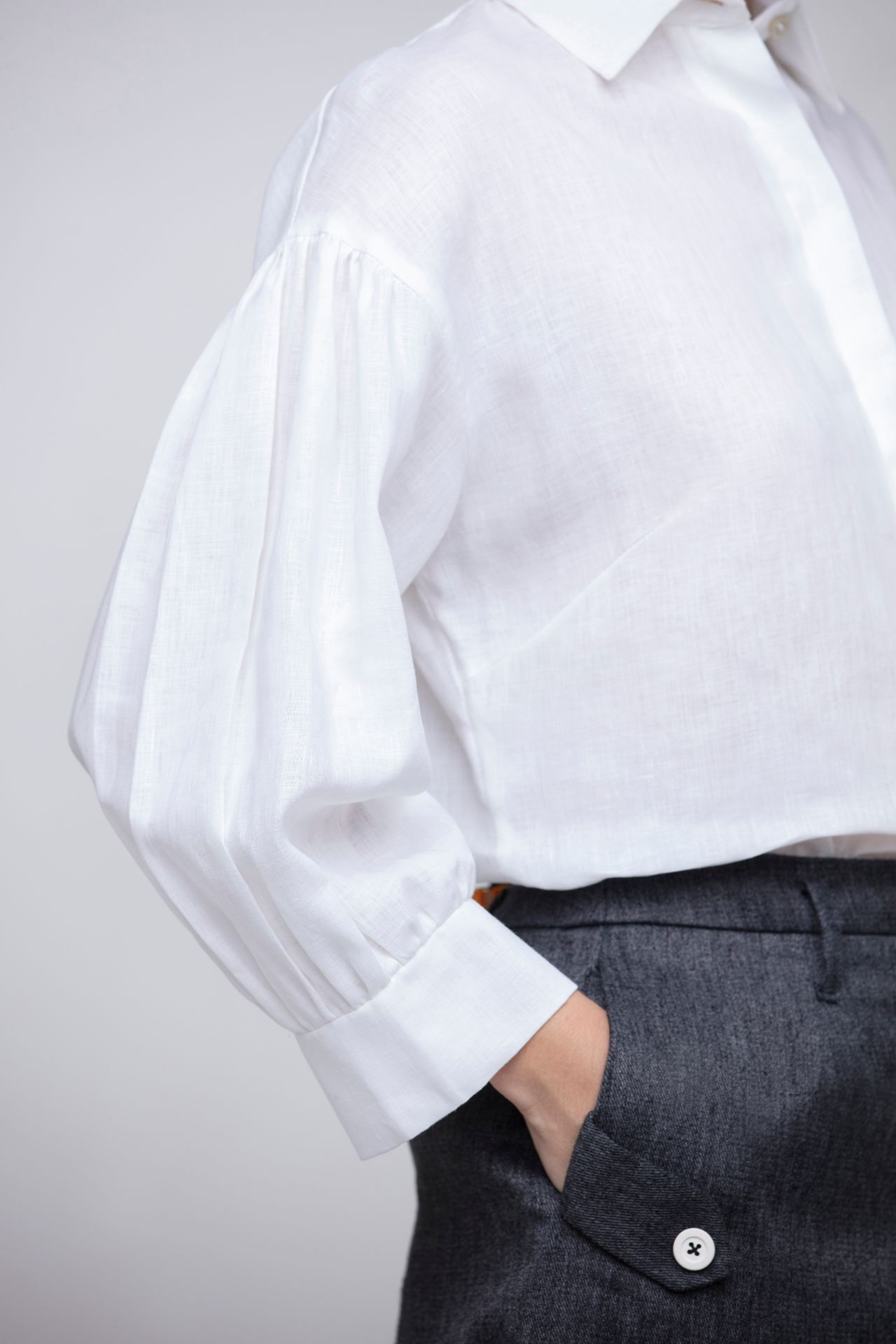 white linen button down shirt