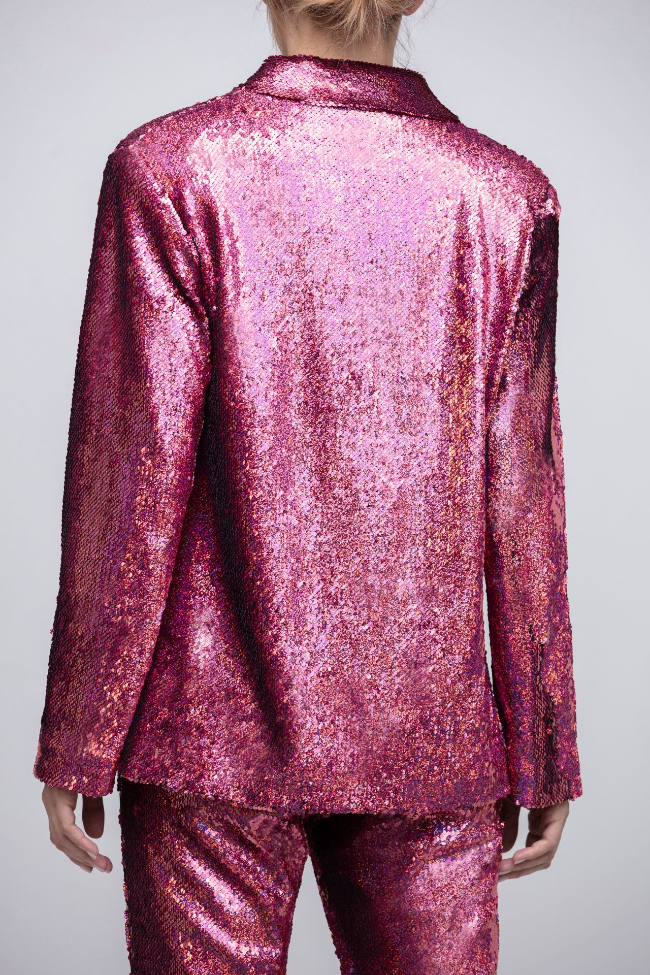 pink mix sequins relaxed fit blazer urbanoid