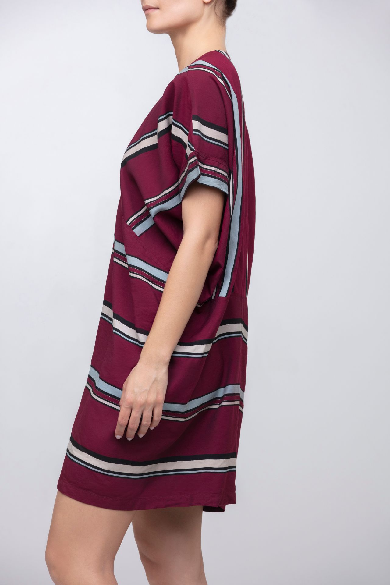 striped kaftan short dress
