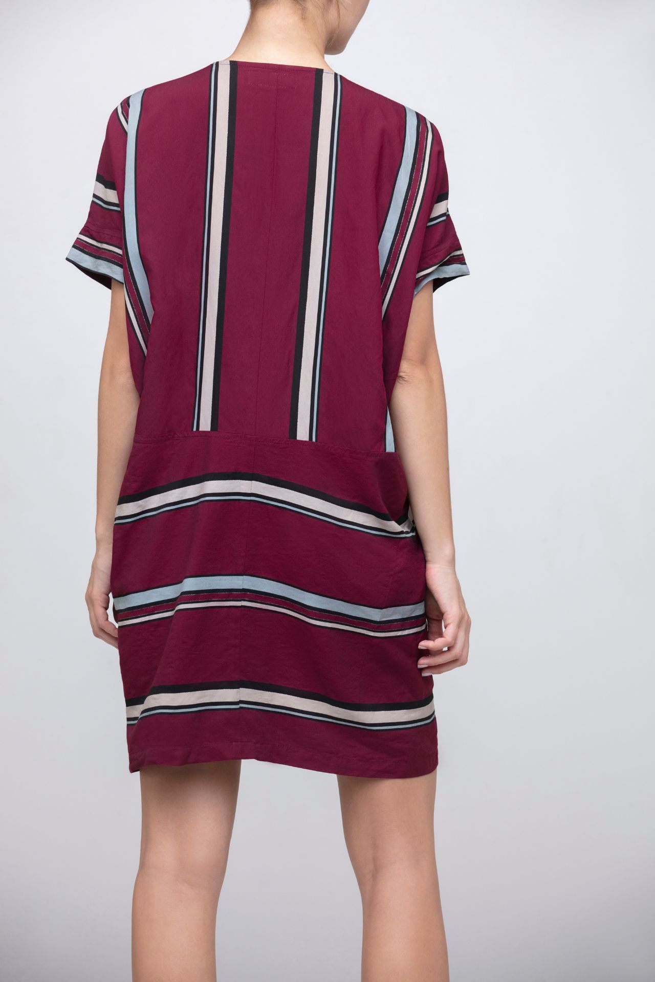 striped kaftan short dress