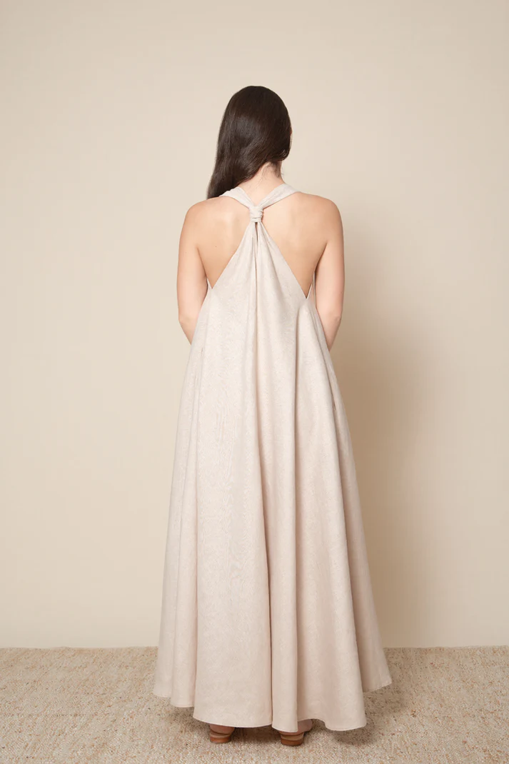 Long beige oversized linen dress