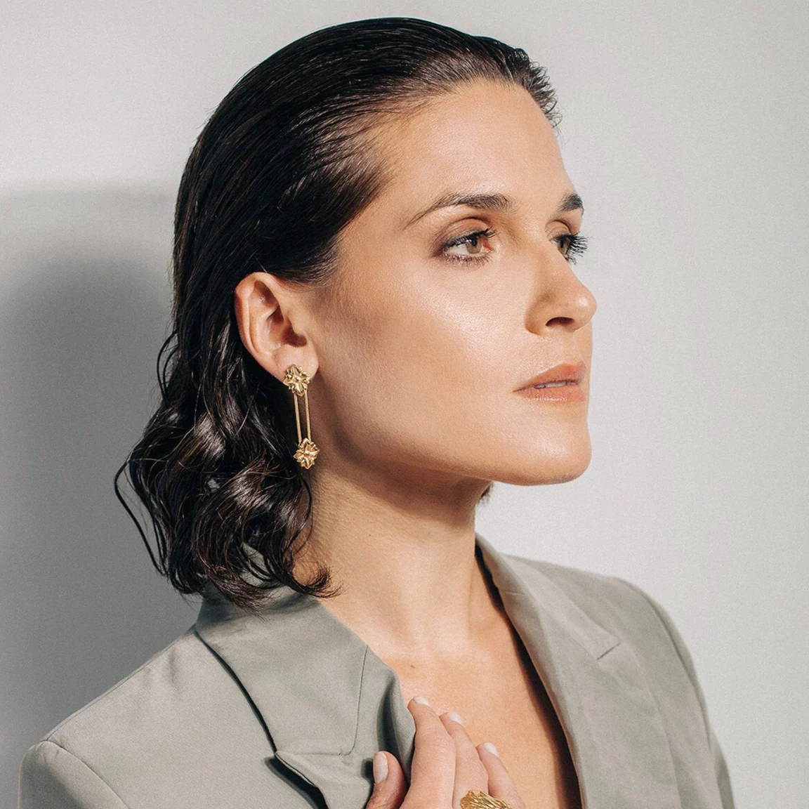 Two Flowers Dangling Earrings