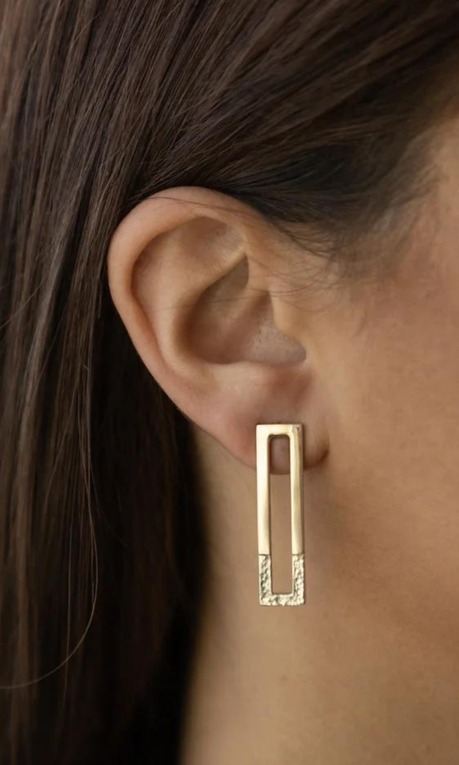 Gold and Silver Rectangular Earrings