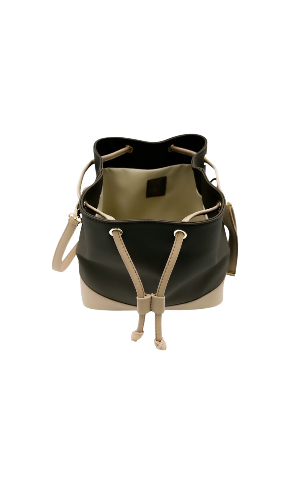 Two-Tone Vegan Leather Bucket Bag