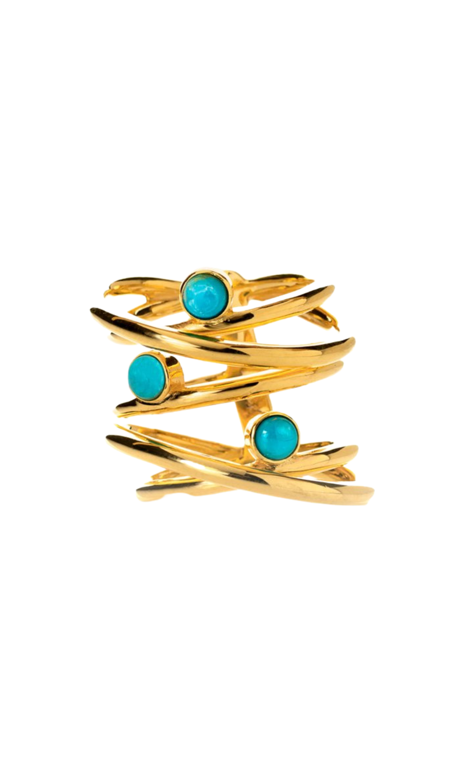 Gold Ring with Turquoises