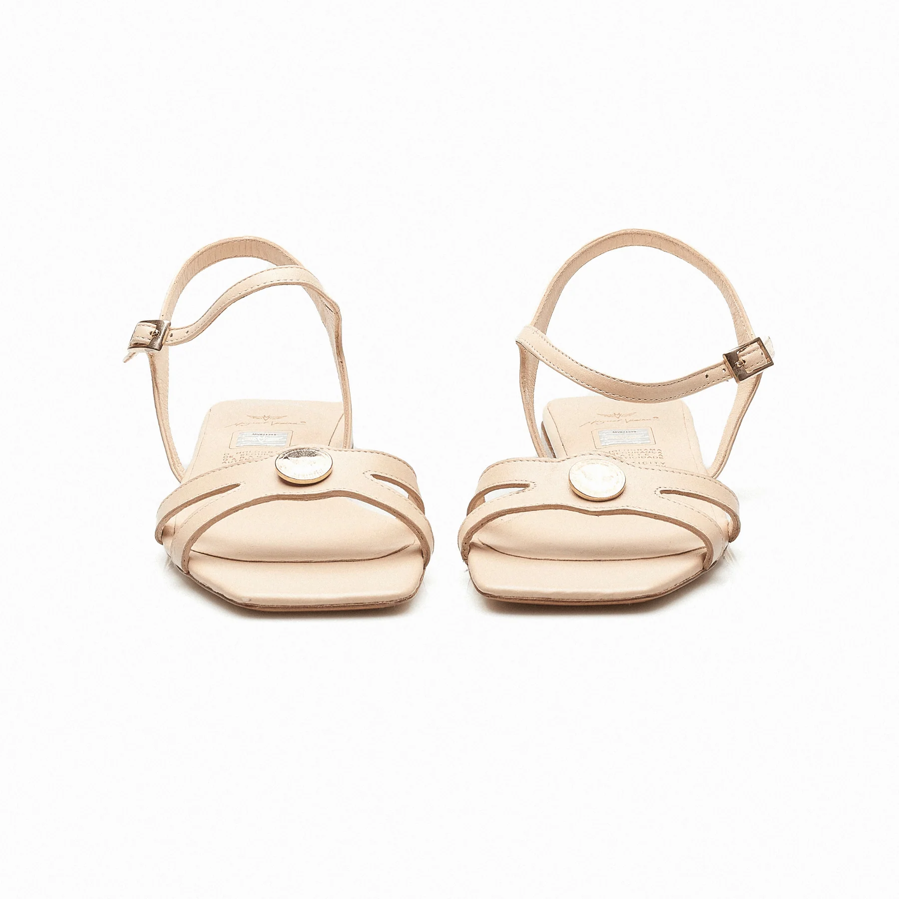Flat Sandals with Round Metallic Accessory
