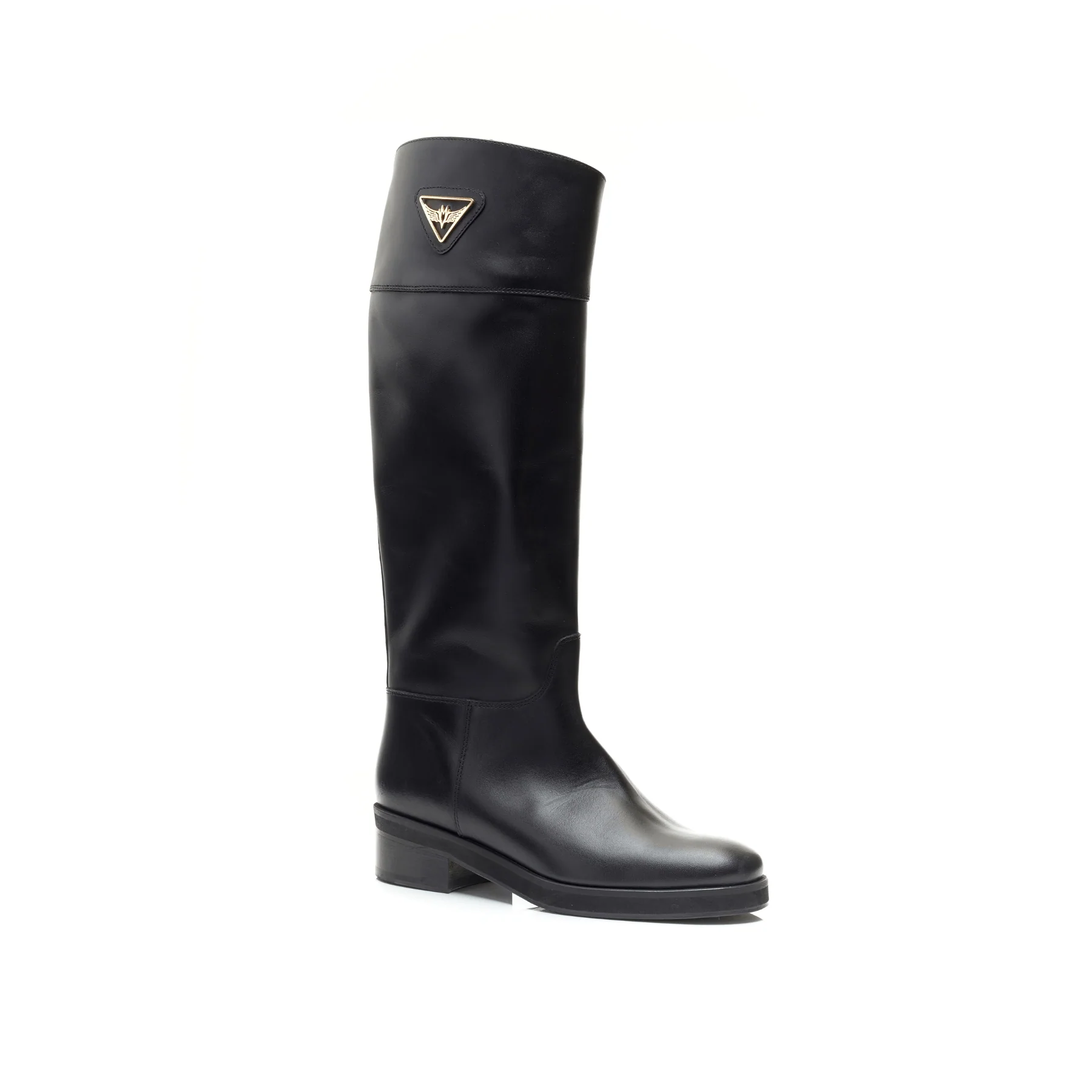 Flat High Top Boots with Logo