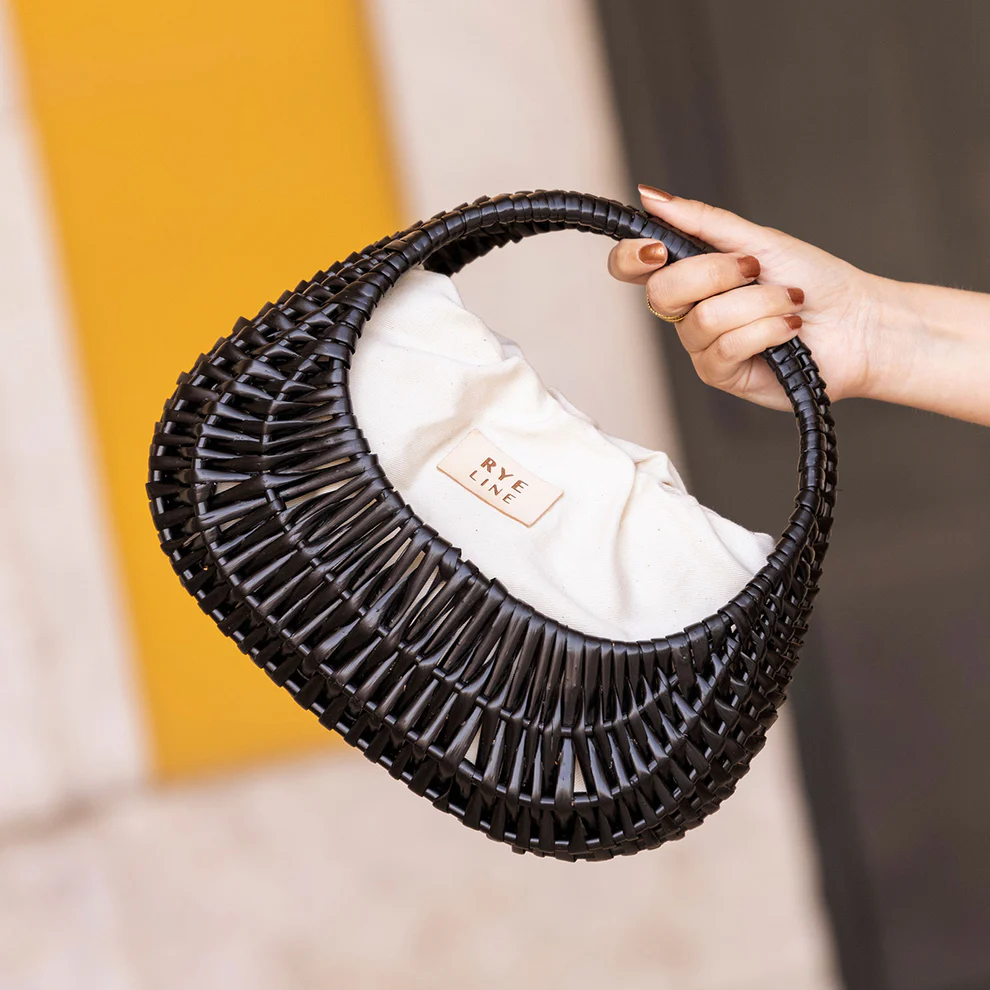 Black Pattern Rigid Wicker Basket 