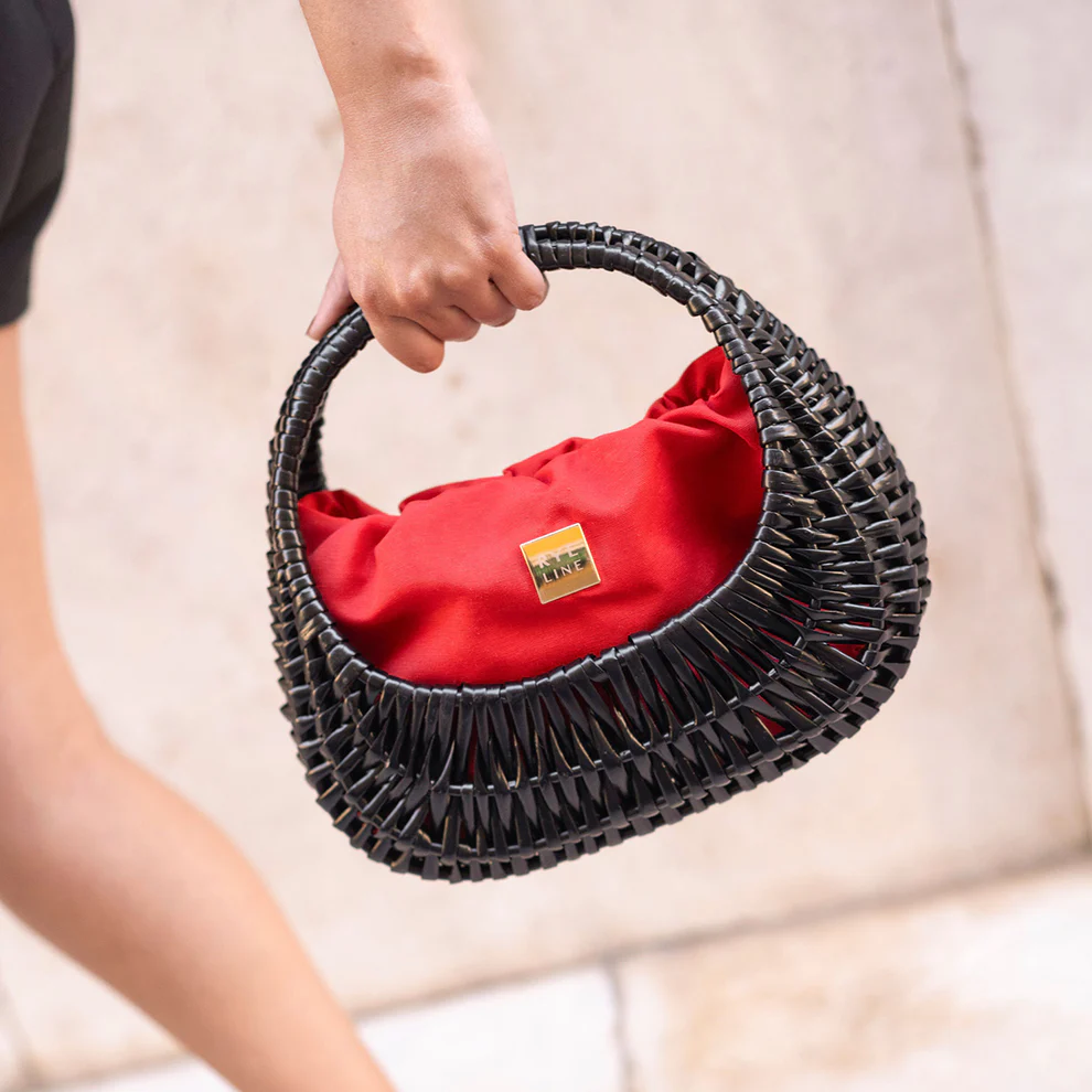 Black Pattern Rigid Wicker Basket 