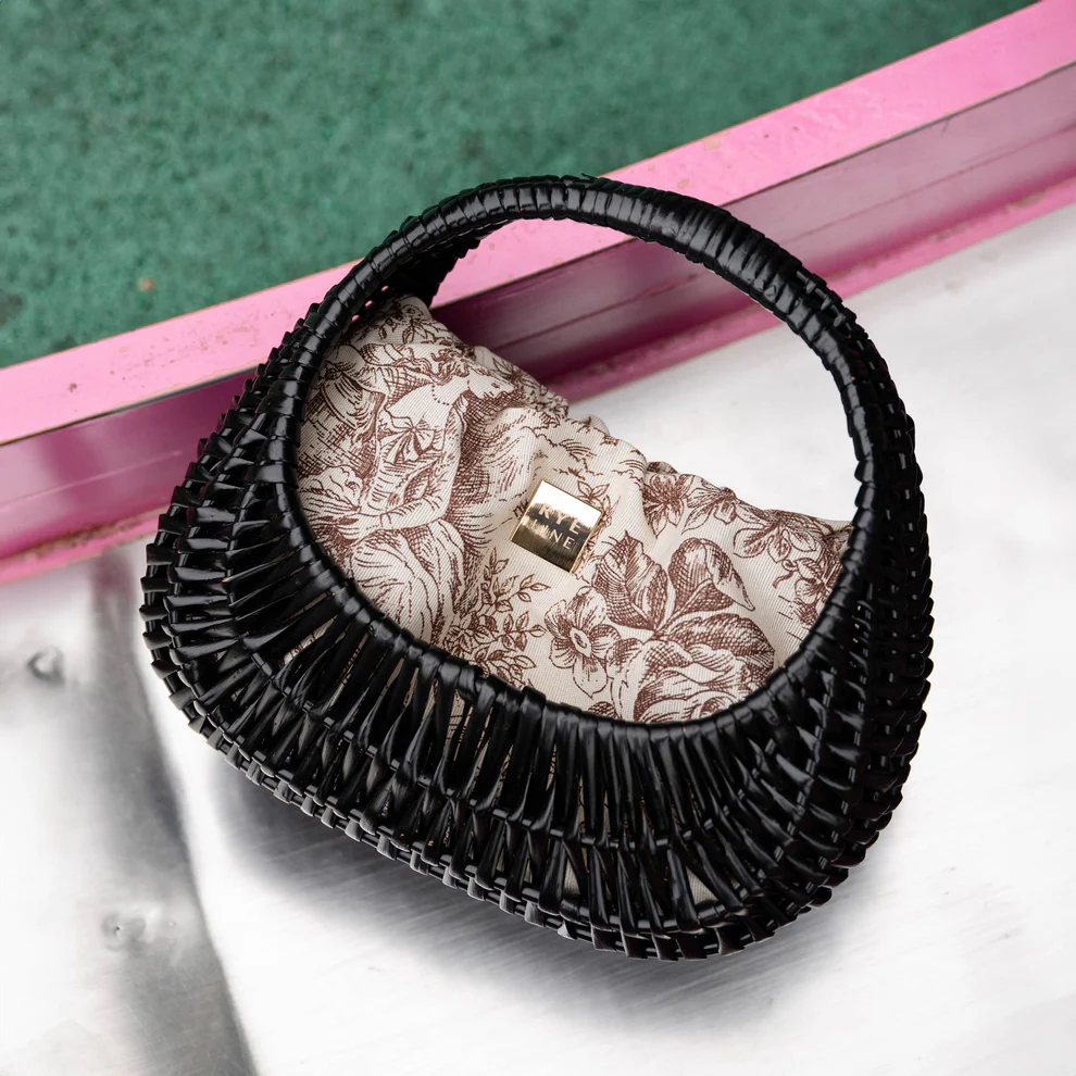 Black Pattern Rigid Wicker Basket 