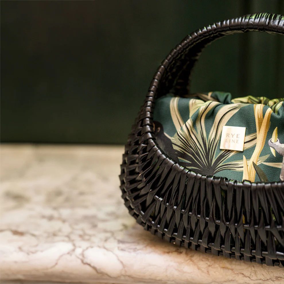 Black Pattern Rigid Wicker Basket 