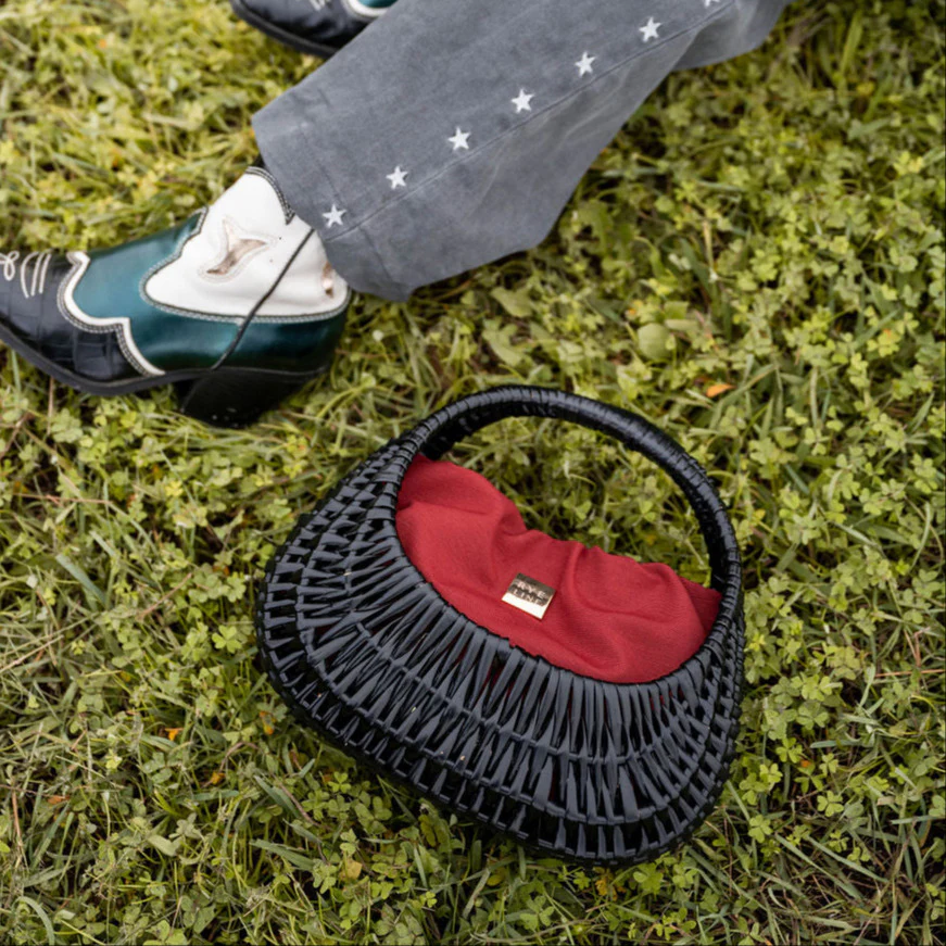 Black Pattern Rigid Wicker Basket 