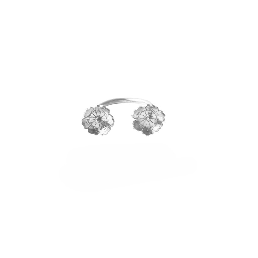 Two Flowers Adjustable Ring