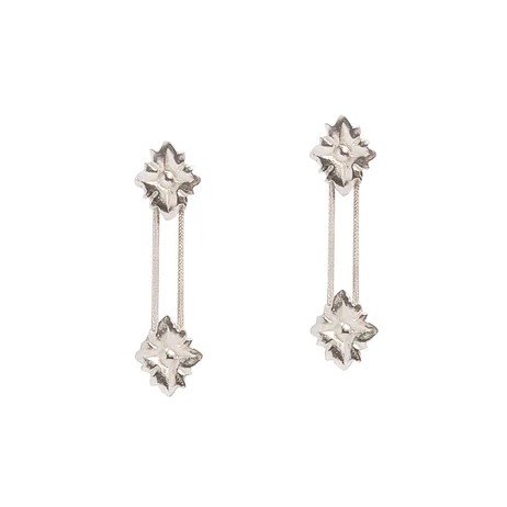 Two Flowers Dangling Earrings