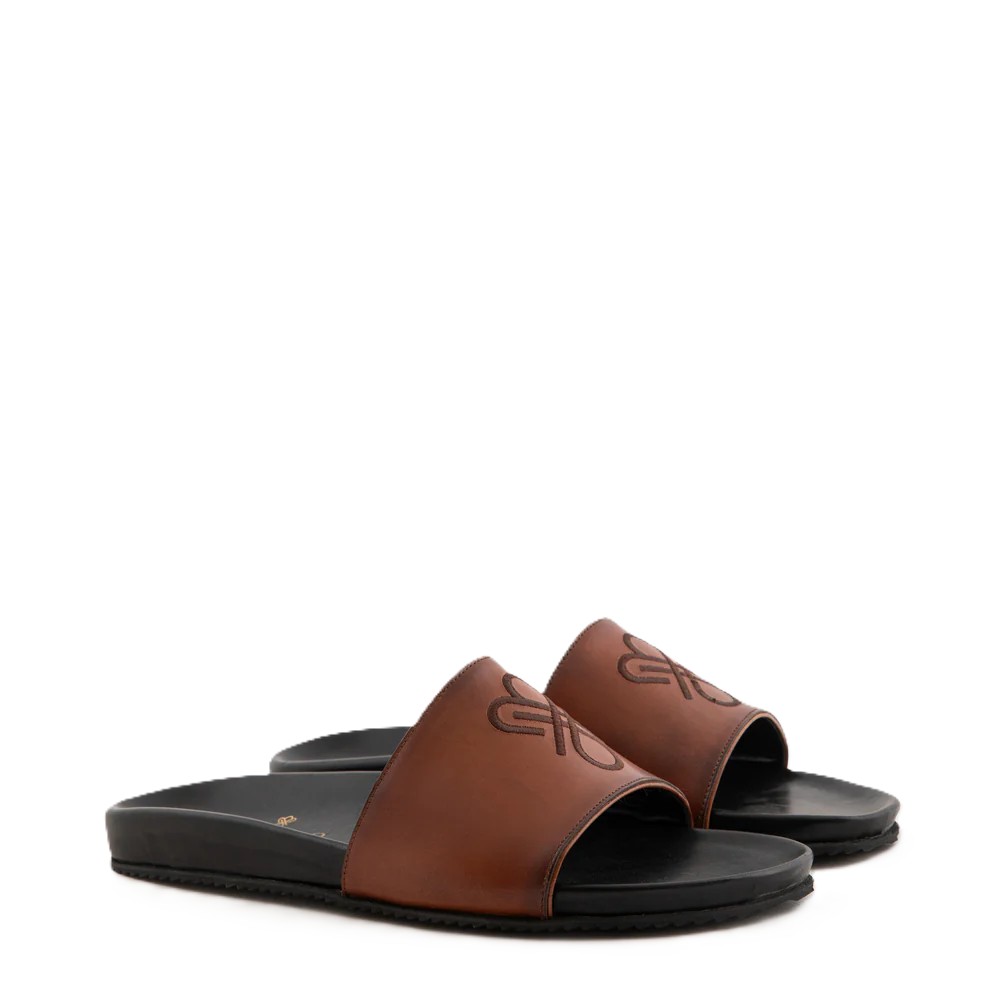 Monogrammed Leather Slide