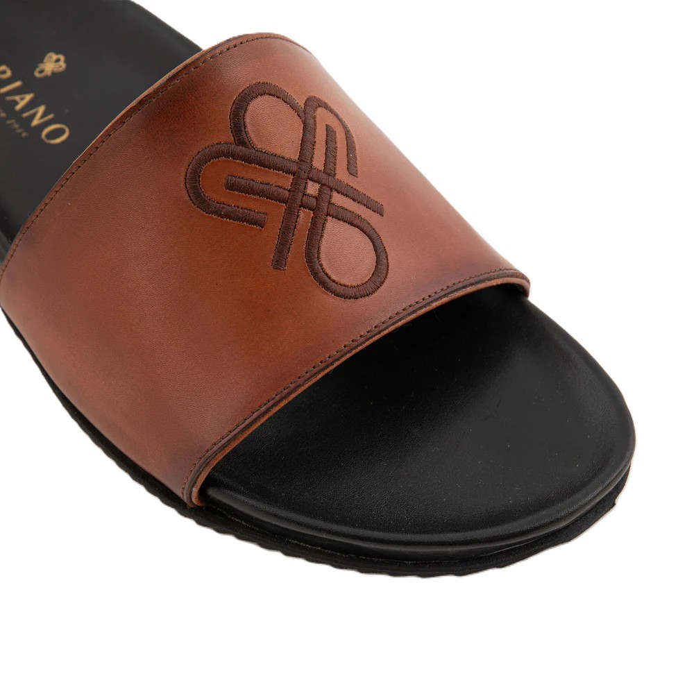 Monogrammed Leather Slide