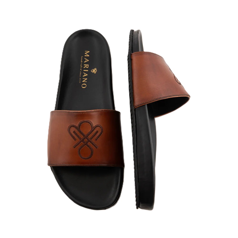 Monogrammed Leather Slide