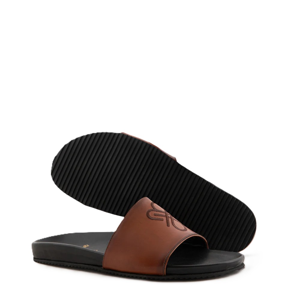 Monogrammed Leather Slide