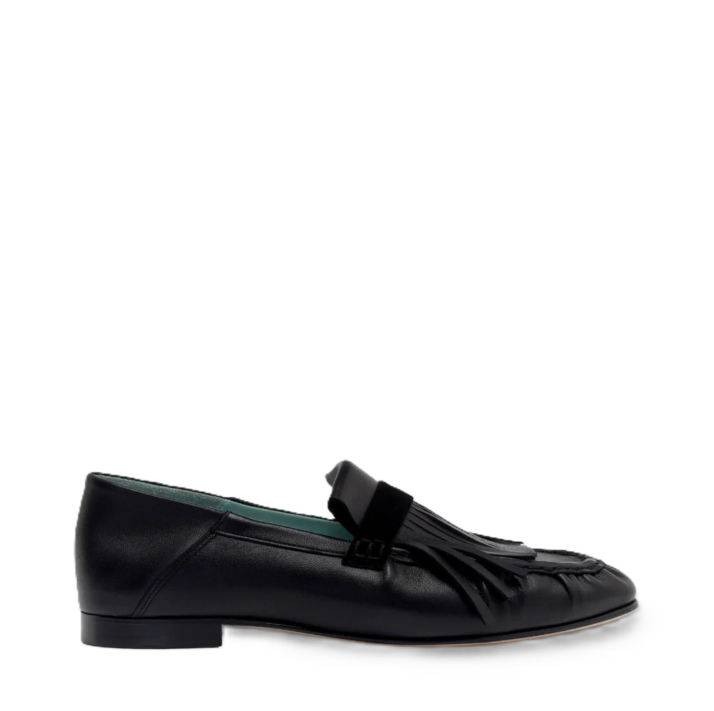 Pleated Loafer With Fringe and Strap
