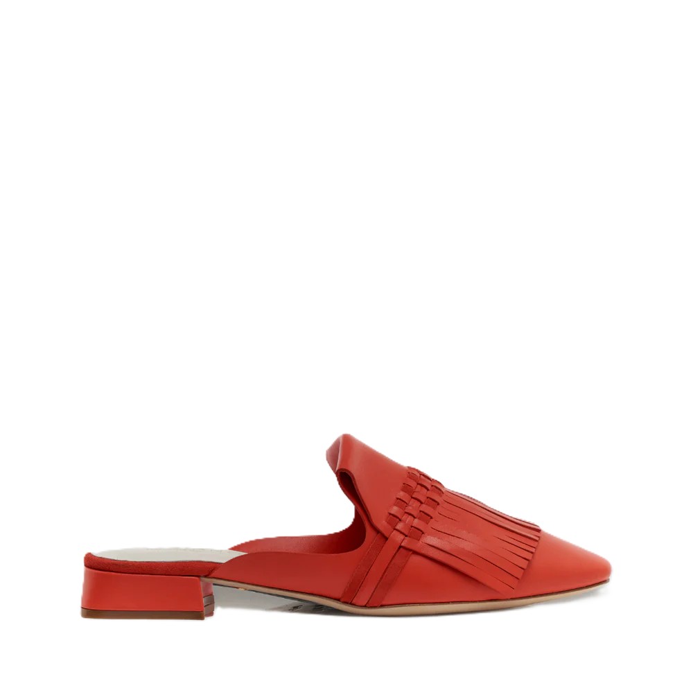 Leather Mule With Fringe 