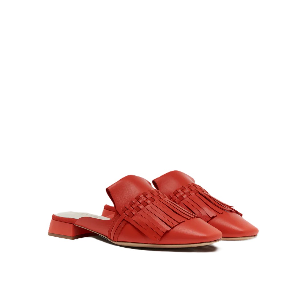 Leather Mule With Fringe 