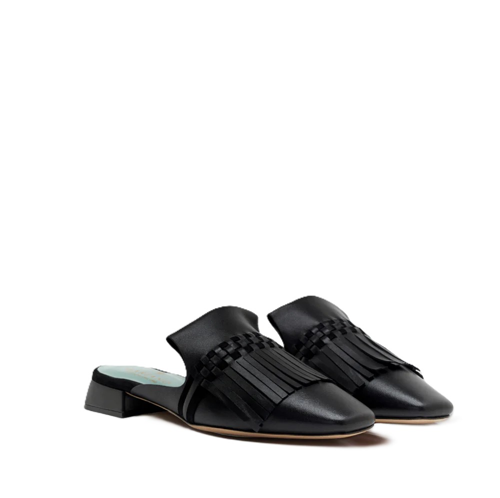 Leather Mule With Fringe 