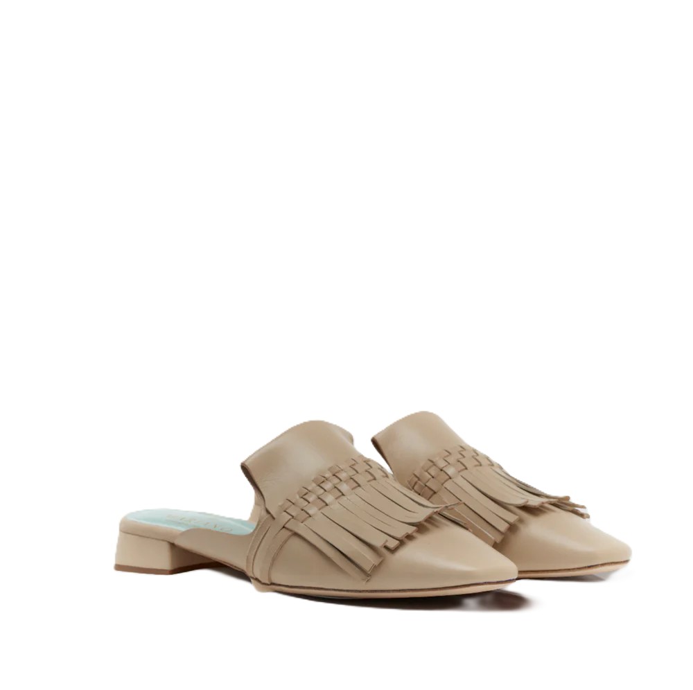 Leather Mule With Fringe 